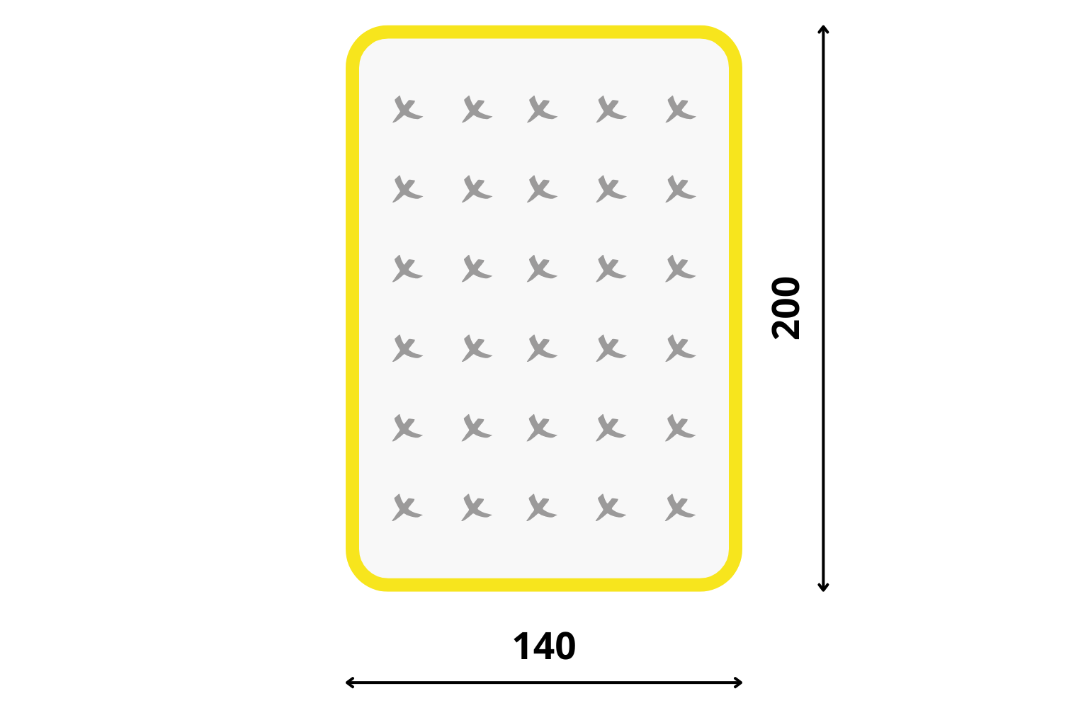 Schéma rozmerov pre matrac 140x200.
