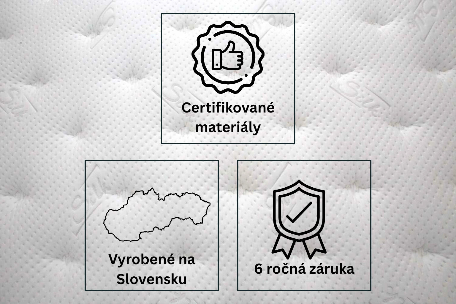 Vysoký matrac Azonelo Cloud a jeho výhody: certifikované materiály, výroba na Slovensku a 6-ročná záruka.