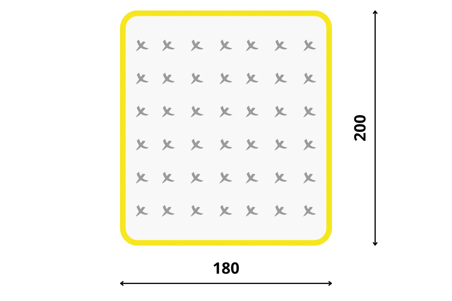 Nákres rozmerov pre manželský matrac 180x200 cm