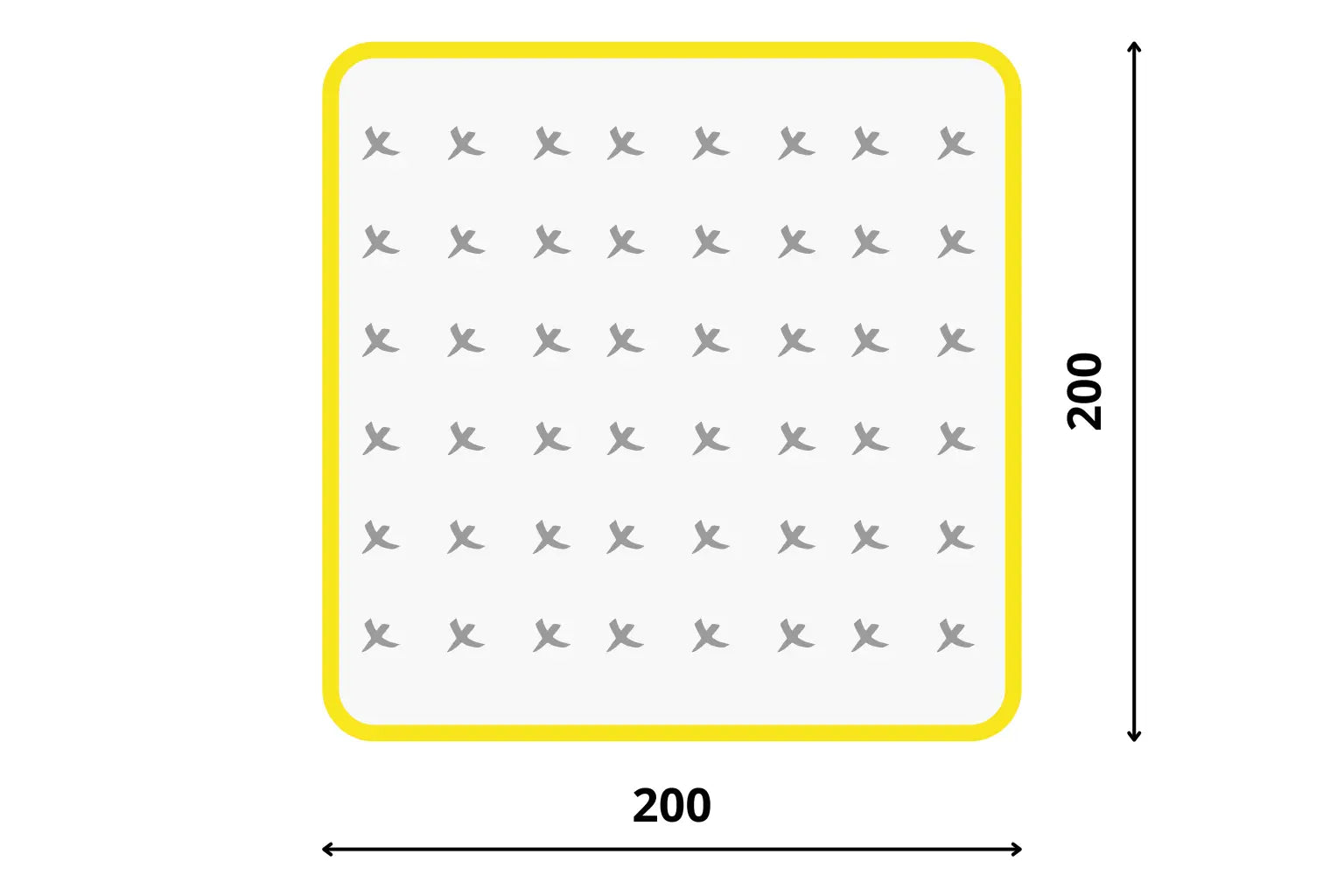 Matrac 200x200 v grafickom znázornení kráľovského rozmeru pre luxusný partnerský spánok.