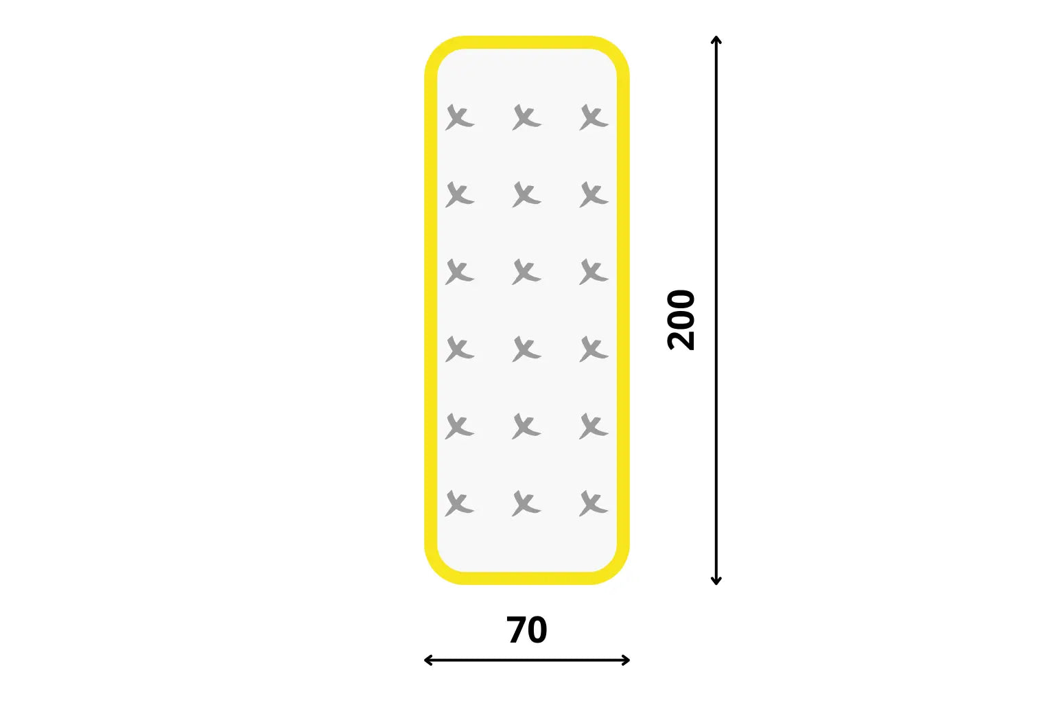 Matrac azonelo 70x200 so žltým lemom.