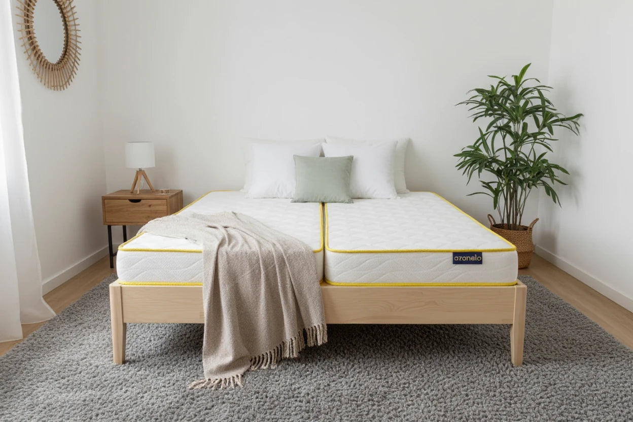 Matrace 1+1 Azonelo Original v zariadenej spálni.
